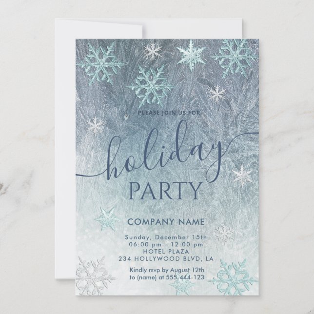 Invitación Fiesta de la compañía Winderland snowflakes (Anverso)