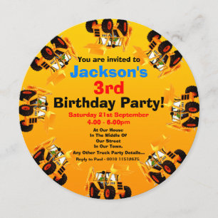 Invitación Fiesta de la construcción de tercer cumpleaños de 