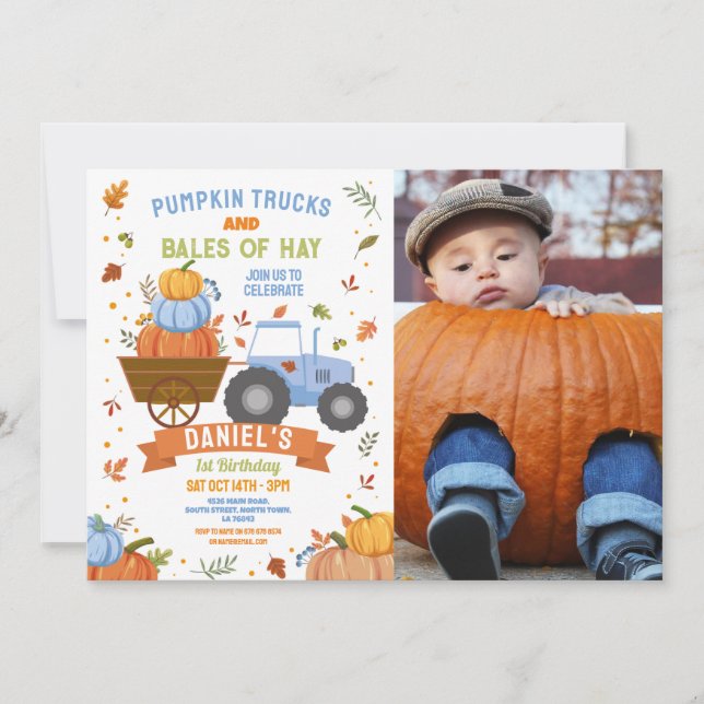 Invitación Fiesta de la cosecha de cumpleaños de la calabaza  (Anverso)