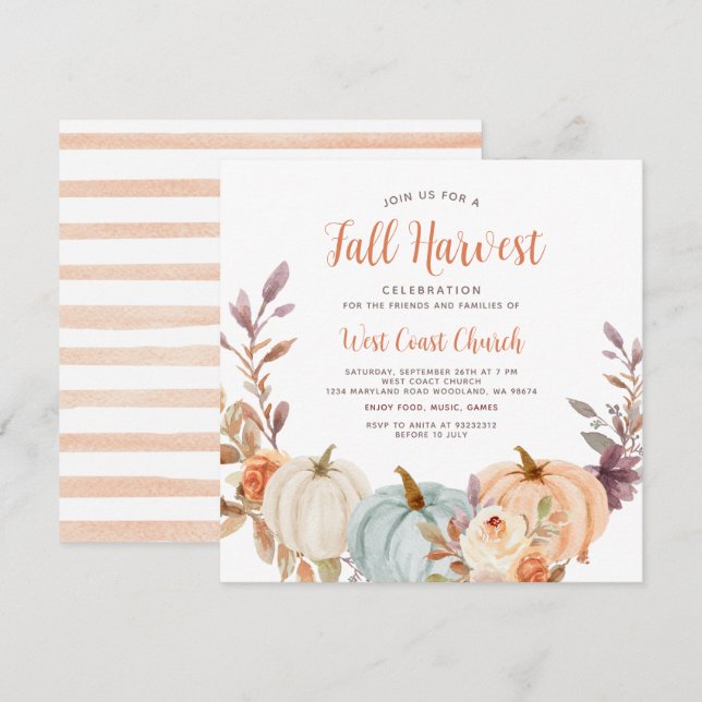 Invitación Fiesta de la Cosecha de Otoño, Fiesta de Otoño, Co (Anverso / Reverso)