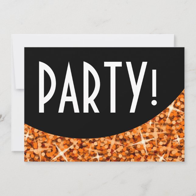 Invitación 'Fiesta' de la curva negra Naranja de G (Anverso)