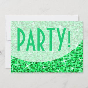 Invitación 'Fiesta' de la curva verde glitz