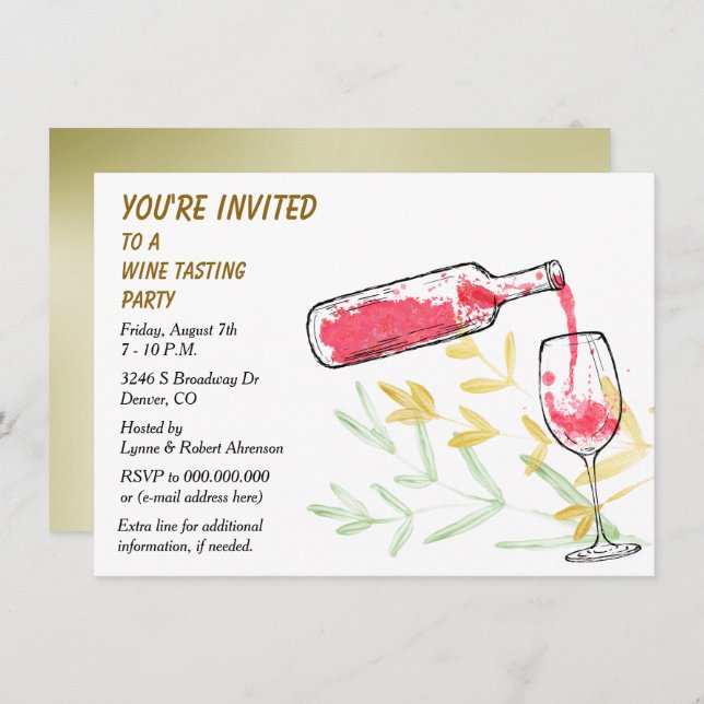 Invitación Fiesta de la degustación de vinos de la botella y (Anverso / Reverso)