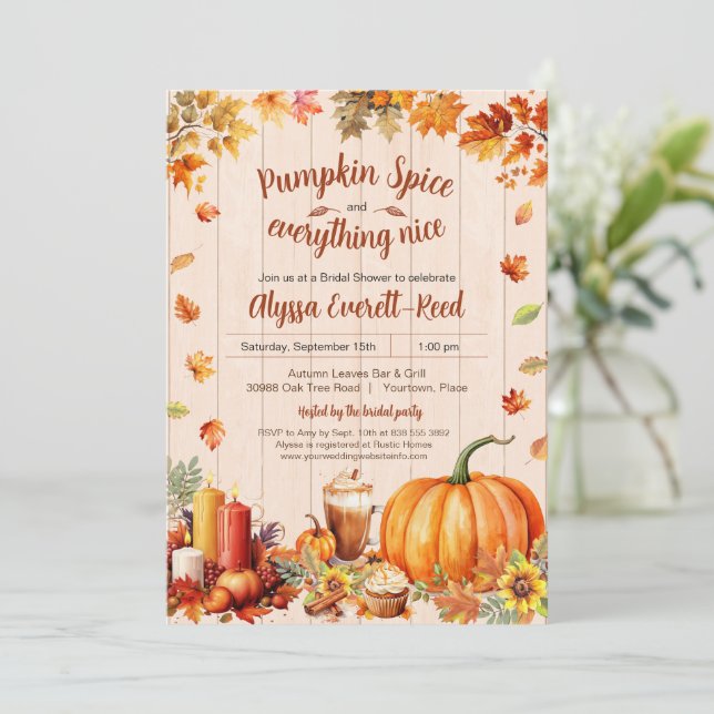 Invitación Fiesta de la ducha de novia del otoño con especias (Anverso de pie)
