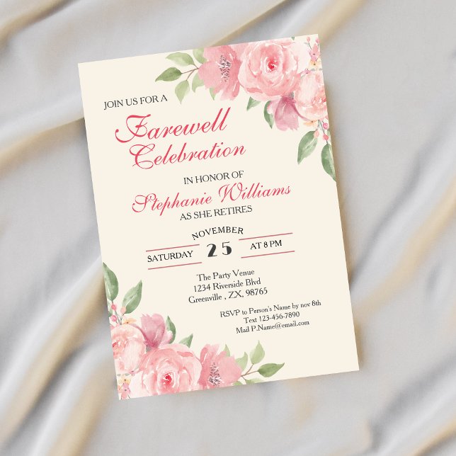 Invitación Fiesta de la elegante floral de despedida de las m (Subido por el creador)