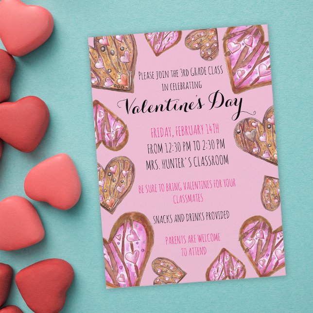 Invitación Fiesta de la escuela El día de San Valentín Cookie (Subido por el creador)