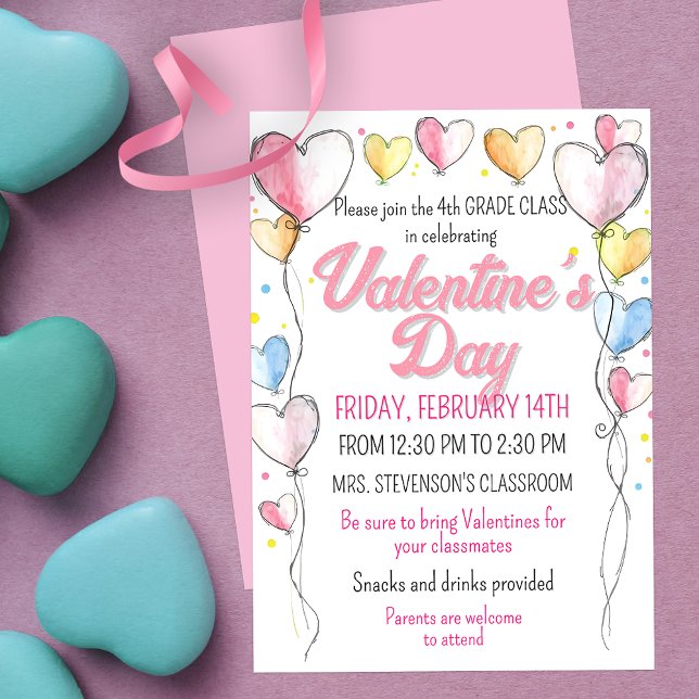 Invitación Fiesta de la escuela El día de San Valentín de Hea (Subido por el creador)