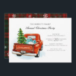 Invitación Fiesta de la familia de Navidades de camionetas ro<br><div class="desc">Invitación de fiesta para Navidades de familias de camioneros rojos</div>