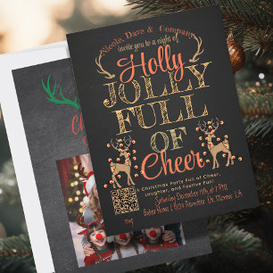 Invitación Fiesta de la familia Rustic Holly y Jolly con Navi