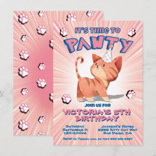 Invitación Fiesta de la fiesta de cumpleaños de un gato gatit
