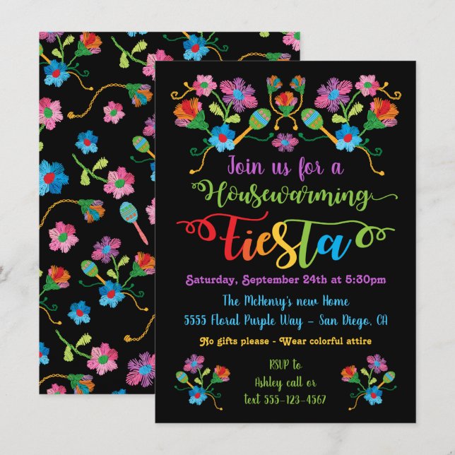 Invitación Fiesta de la Fiesta Mexicana de Barroidery (Anverso / Reverso)