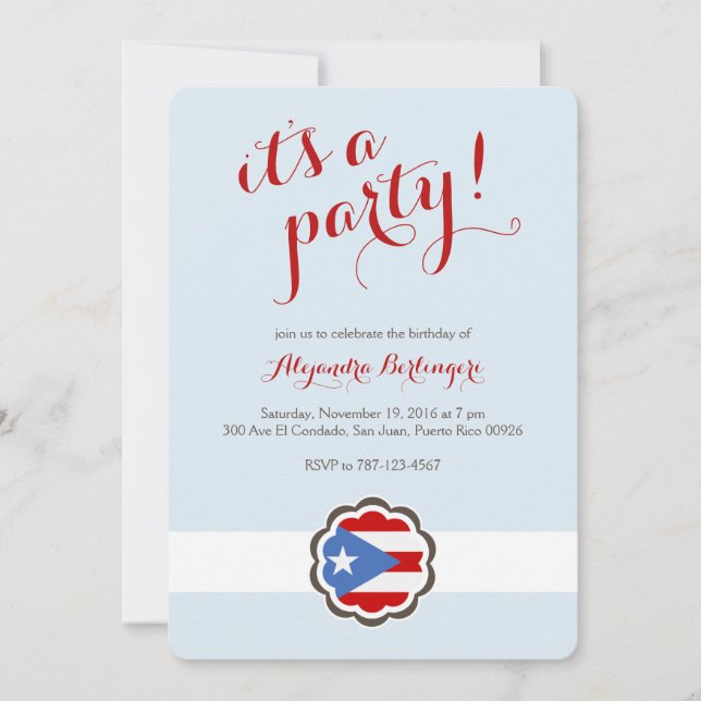 Invitación Fiesta de la flor, bandera puertorriqueña (Anverso)