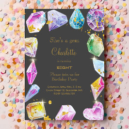 Invitación Fiesta de la Gema de Cumpleaños Crystals Chica acu