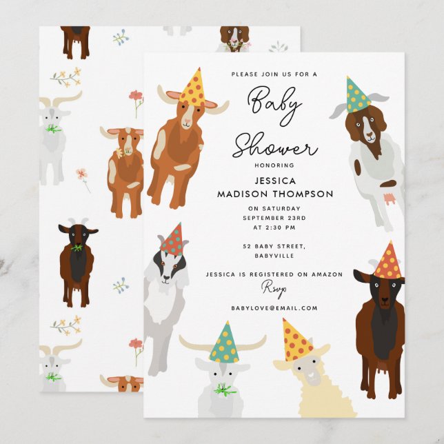 Invitación Fiesta de la granja de cabras ricas animales cabra (Anverso / Reverso)