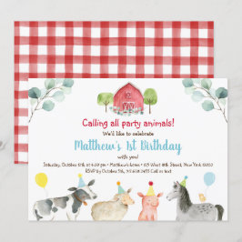 Invitación Fiesta de la Granja Verde Nacimiento animal
