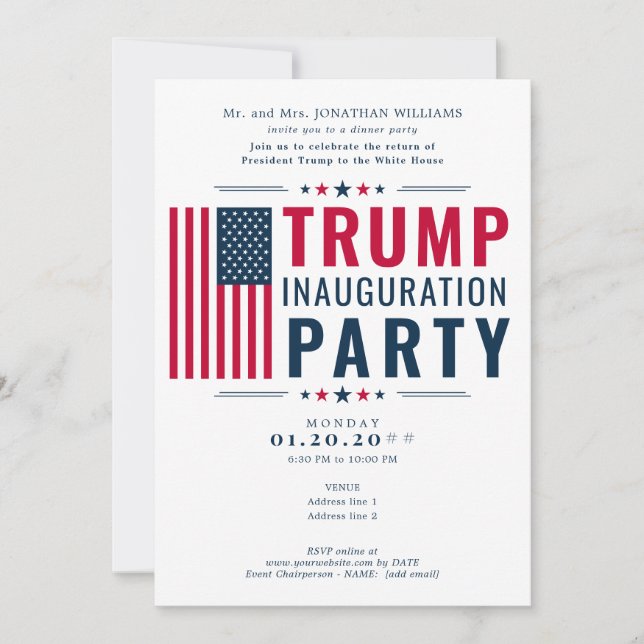 Invitación Fiesta de la Inauguración del Presidente Donald Tr (Anverso)