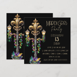 Invitación Fiesta de la lámpara de gas y de las perlas Mardi