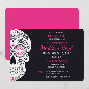 Invitación Fiesta de la lencería de la calavera del azúcar In