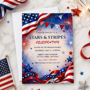 Invitación Fiesta de la Libertad con Fuegos Artificiales del