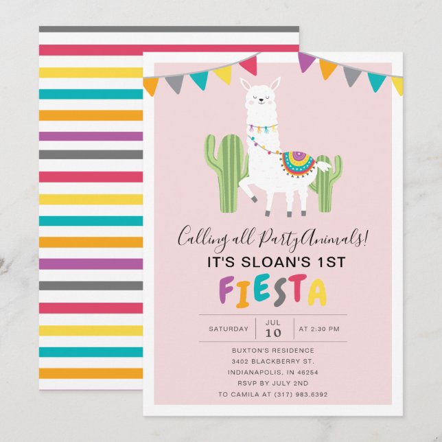Invitación Fiesta de la Llama Rosa de Rubor (Anverso / Reverso)