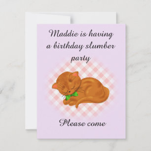 Invitación Fiesta de la madrugada de cumpleaños con gatito do