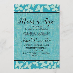Invitación Fiesta de la maleta de mariposas azules lindas