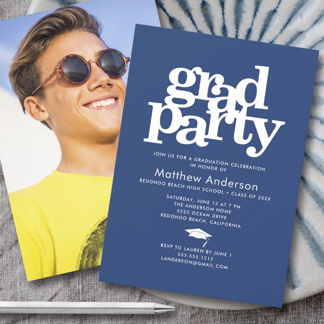 Invitación Fiesta de la Marina Blue Photo Grad Bold Typograph (Subido por el creador)