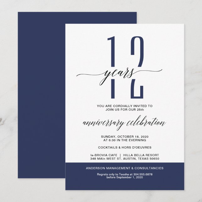 Invitación Fiesta de la Marina Moderna de Aniversario de los  (Anverso / Reverso)