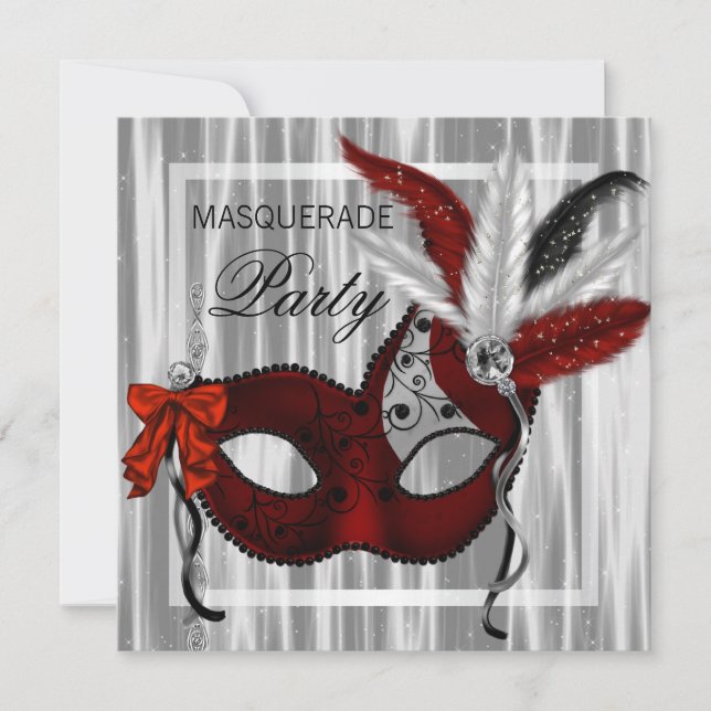 Invitación Fiesta de la mascarada blanca roja (Anverso)