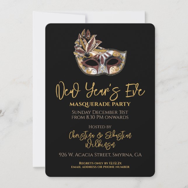 Invitación Fiesta de la mascarada de Año Nuevo (Anverso)