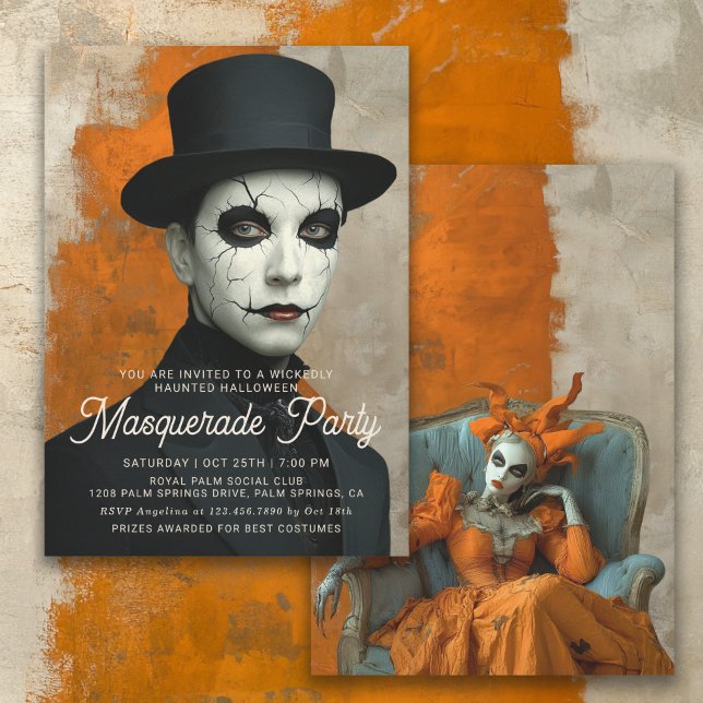 Invitación Fiesta de la Mascarada de Halloween obsesionado po (Invitation available in both printed and instant download digital formats.)