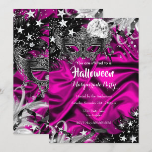 Invitación Fiesta de la Mascarada de la Noche Mágica Rosa de