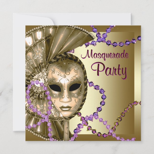 Invitación Fiesta de la mascarada de las perlas del mardi de  (Anverso)
