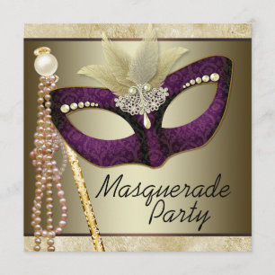 Invitación Fiesta de la mascarada de Marfil Pearl en Borgoña
