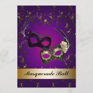 Invitación Fiesta de la mascarada de máscaras de mardi gras m