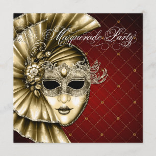 Invitación Fiesta de la mascarada de oro negro de Borgoña