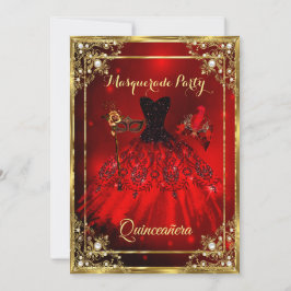 Invitación Fiesta de la mascarada del vestido Quinceanera de 
