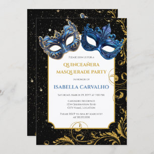 Invitación Fiesta de la mascarada Luxe Quinceañera