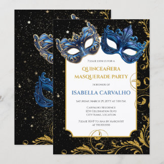 Invitación Fiesta de la mascarada Luxe Quinceañera