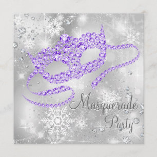 Invitación Fiesta de la mascarada Purple Snowflake