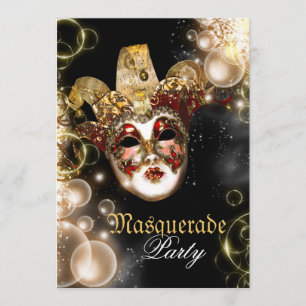 Invitación fiesta de la mascarada veneciana mardi gras
