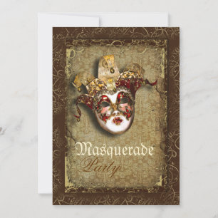 Invitación fiesta de la mascarada veneciana mardi gras