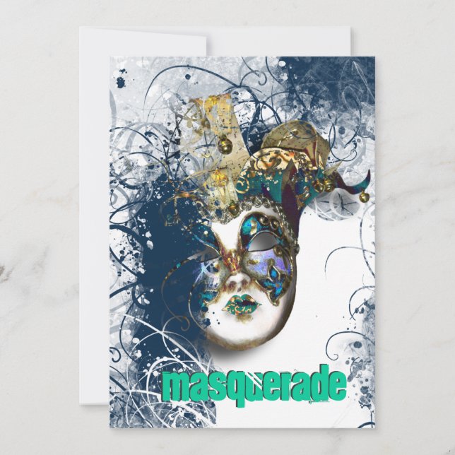 Invitación Fiesta de la mascarada venetista mardi gras (Anverso)