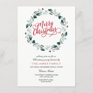 Invitación Fiesta de la nieve de la guirnalda blanca mora de 