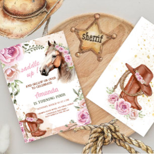 Invitación Fiesta de la niña cumpleaños del caballo