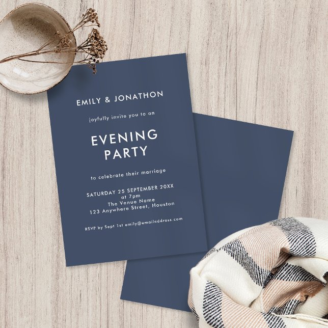 Invitación Fiesta de la noche de Boda azul de la Marina Polva (Subido por el creador)
