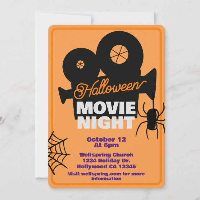 Invitación Fiesta de la noche de cine de Halloween Spooktacul (Anverso)