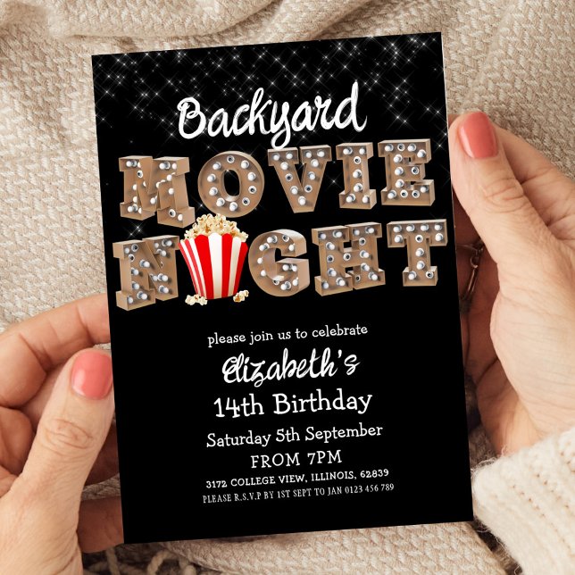 Invitación Fiesta de la noche de la película del patio traser (Subido por el creador)