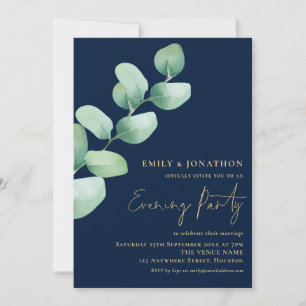 Invitación Fiesta de la noche del Boda azul de la Marina de O