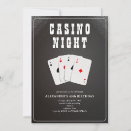 Invitación Fiesta de la noche del Casino Vegas Blackjack Poke